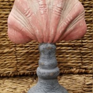 Coastal Seashell Decorative Tabletop Pedestal